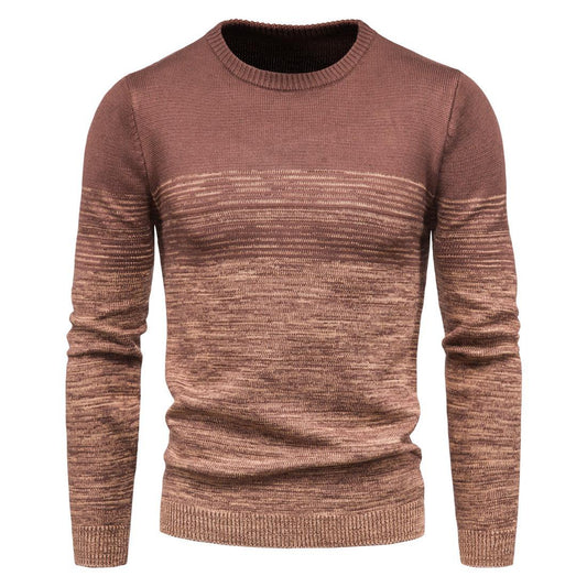 Men's Autumn and Winter Slim Gradient Round Neck Knit Sweater