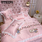 Lace Bedclothes Bed Skirt Cotton White Duvet Cover Sets Pillowcase Bedlinen Pure Cotton Satin
