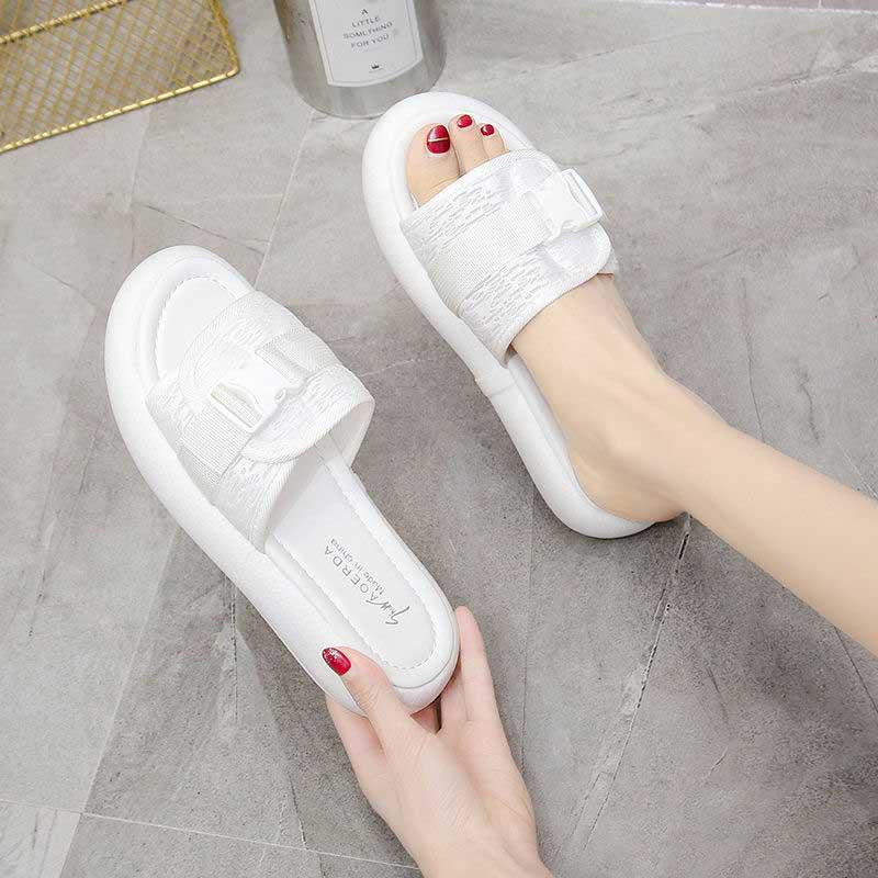 Size35-40 Summer Women Slippers Bohemian Beach Wear-resistant Slippers Wedge Platform Leopard Print Sandals Outdoor High Heels
