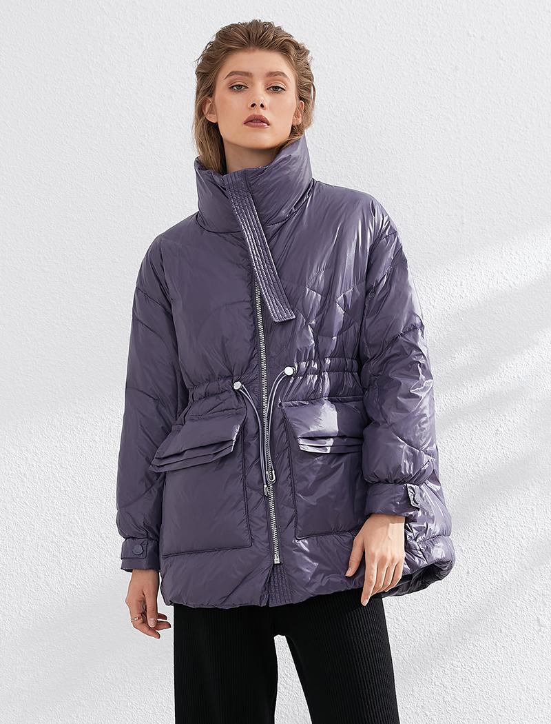 Pure Winter Lightweight Down Jacket Women Thick Warm Batwing Long Sleeve Loose Doudoune Pocket Ultra Light Duck Down