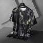 Summer Ice Silk T-shirts Oversized Geometric Graphic Print Tees Soft Breathable Cool Tops Men O-neck Short Sleeve Casual Shirts