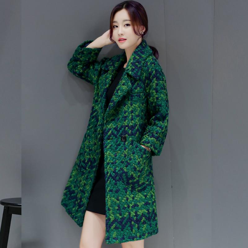 Winter Women Coat Classic Plaid Cashmere Coat Female Woolen Outerwear Manteau Femme Abrigos Mujer