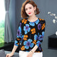 Autumn Winter Women's Knitted Sweater Flower Print Fashion Long-sleeved Sweater Retro Temperament Trend