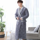 Winter Night Gown Thickened and Long Coral Fleece Quilted Flannel Winter Plus Velvet Bathrobe Pajamas Men