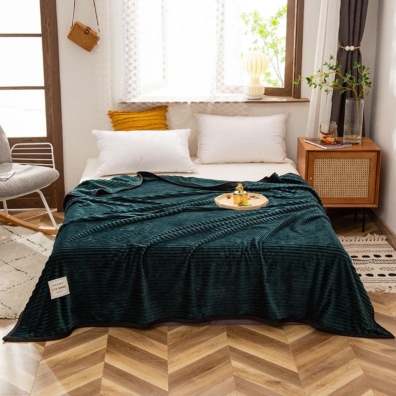 Winter Thick Coral Fleece Blanket Simple Style Warm Blanket Household Blanket Twin Queen King