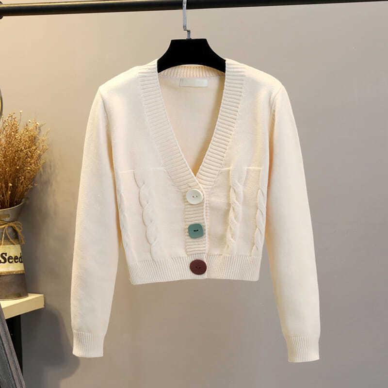 Autumn and Winter Twist Loose Sweater Knit Short Cardigan Outer Wear All-match Thin Women
