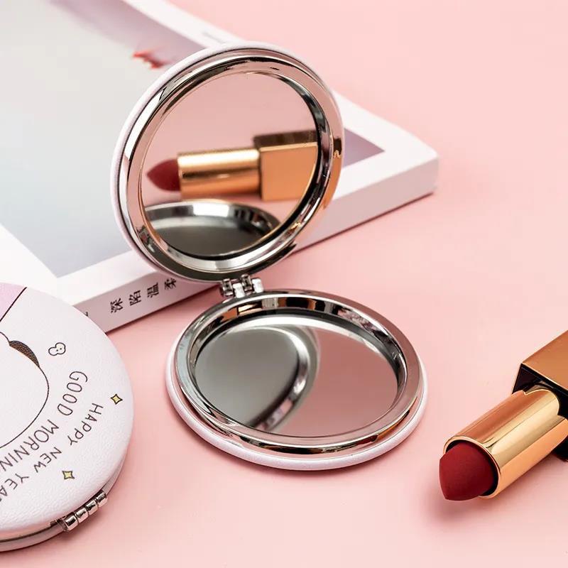 Clamshell Mini Folding Cosmetic Mirror Portable Lovely Double-sided Small  Folded Round Makeup Mirror