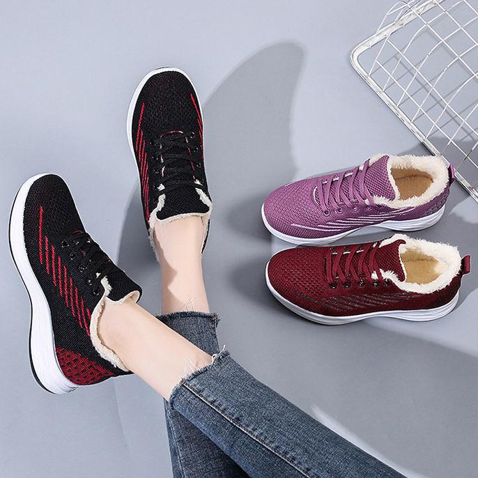 Women's Winter Flat Snow Shoes Female Comfortable Casual Lightweight Non Slip Running Shoes Warm Cotton Shoes