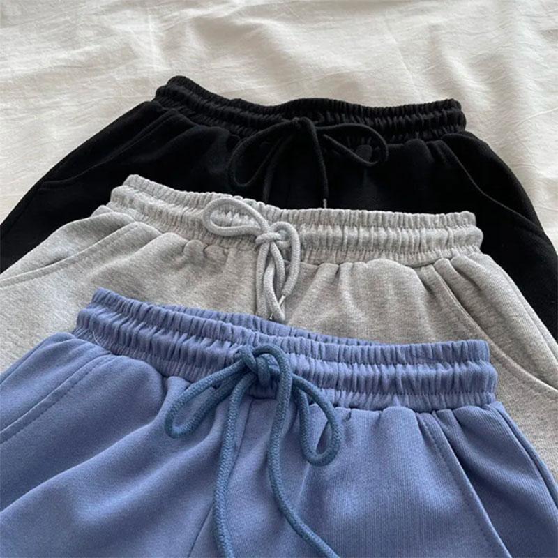 Sports Shorts Women's Spring and Summer High Waist Thin Solid Color Wide Leg Three-point Pants Home Shorts
