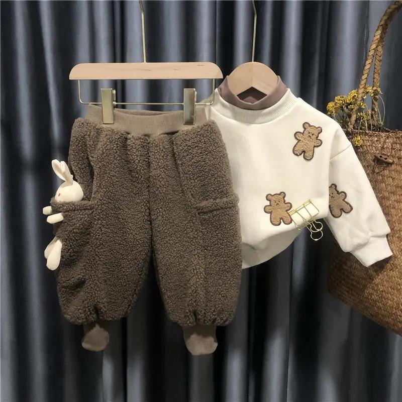 Baby Cotton Pants Thickened Outer Wear Baby Plush Thickened Pants Girls' Harlan Pants Autumn and Winter