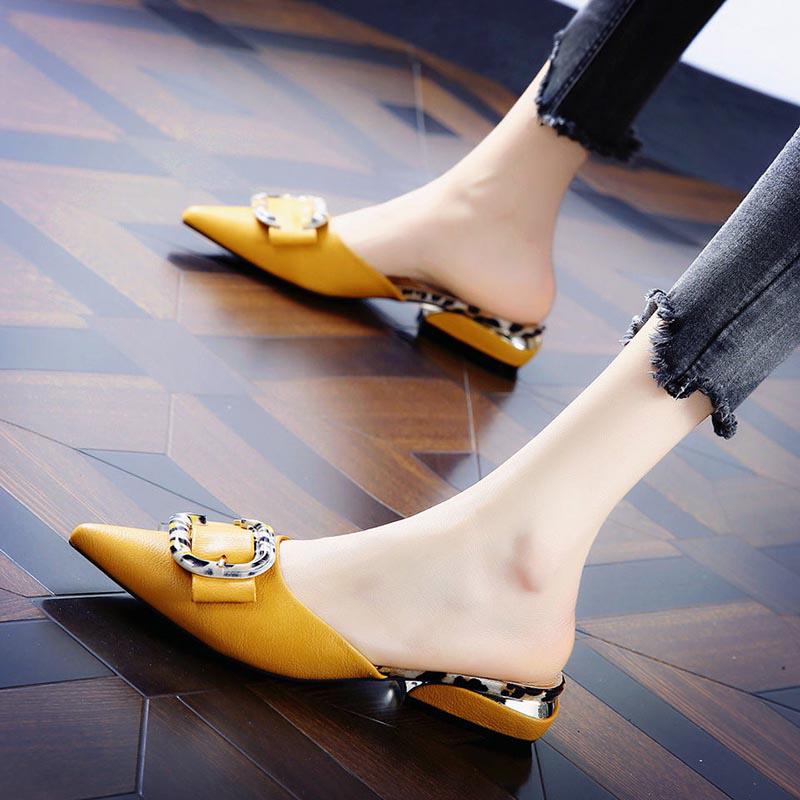 35-39 Summer Women All-match Shiny Slippers Outdoor Diamond High Heels Bohemian Beach Wear-resistant Non-slip Office Lady Pointed Sandals