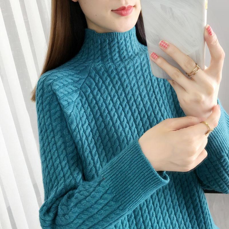 High-neck Padded Sweater Women's Autumn and Winter New Loose Casual Style Knitting Base Western Style