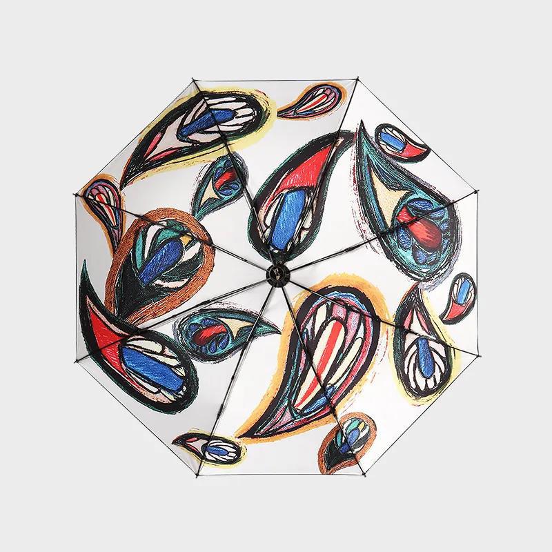 Ultra-light Creative Three-fold Umbrella Female Sun Umbrella Anti-ultraviolet Folding Sunscreen Black Plastic Sunny Umbrella Dual-use