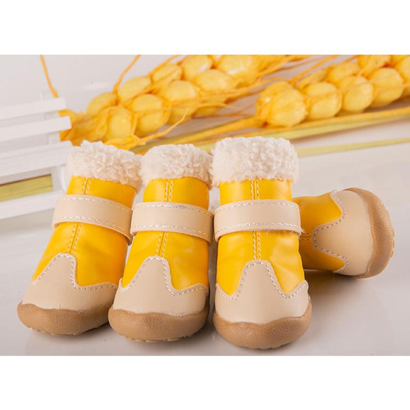 Dog Shoes Teddy Dog Cat Walking Shoes Puppy Shoes  Waterproof Boots Winter Plus Velvet Pet Shoes Comfy Warm Windproof Dog Wear-resistant Boots Shoes