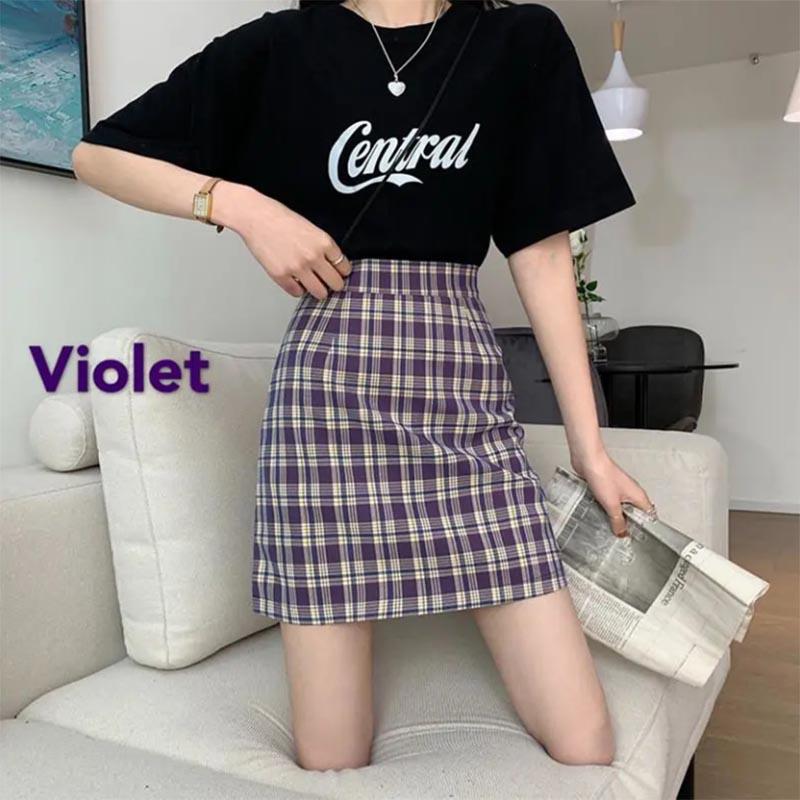 Plaid Skirt Women's Anti-glare Short Skirt High Waist A-line Skirt Slimming Hip Skirt