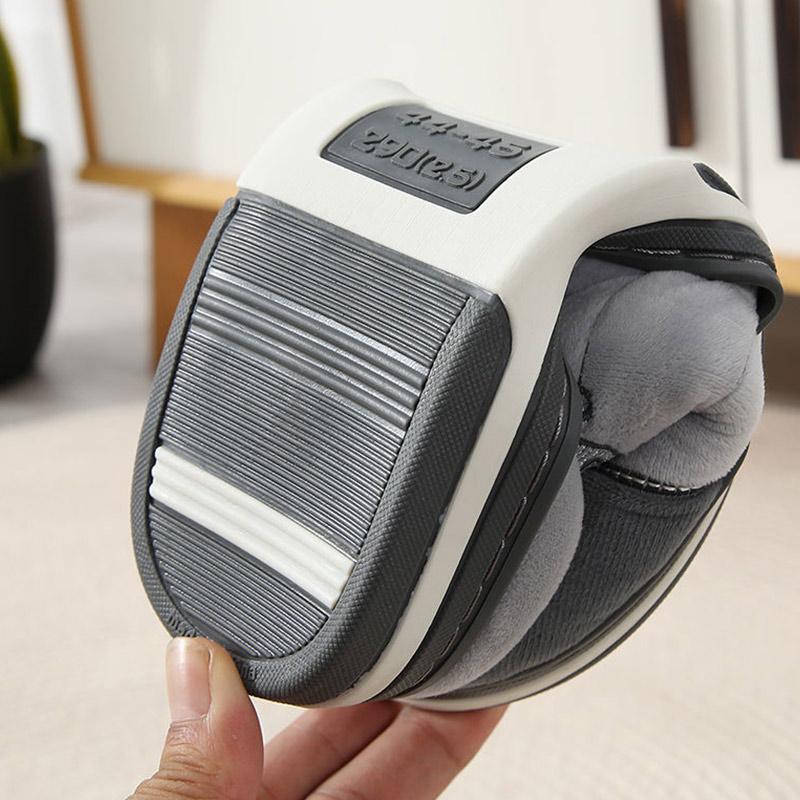 Household Cotton Slippers Men's Home Autumn and Winter Thick Bottom Non-slip Indoor Warm Plush Shoes