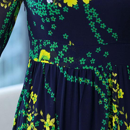 Women's Spring Summer Printed Long Sleeve Dress Autumn Loose Plus Size Casual Long Floral A-line Dress