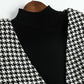 Mature Royal Sister Suit Female Wild Houndstooth Vest + Leggings + Belt Three-piece Elegant Black and White Suit