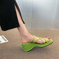Women's Sandals Slippers Summer Cross Straps Clip-toe Non-slip Slippers Thick Bottom Heightened Wedge Flip Flops Beach Temperament All-match Sandals