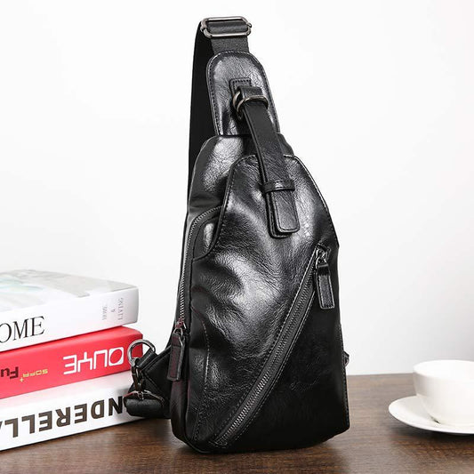 Fashion Chest Bag Men Black Waterproof Multi-pocket Crossbody Outdoor Sports Fitness Shoulder Bag