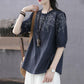 Plus Size Women's Retro Floral Summer Thin Lace Top Short Sleeve T-Shirt