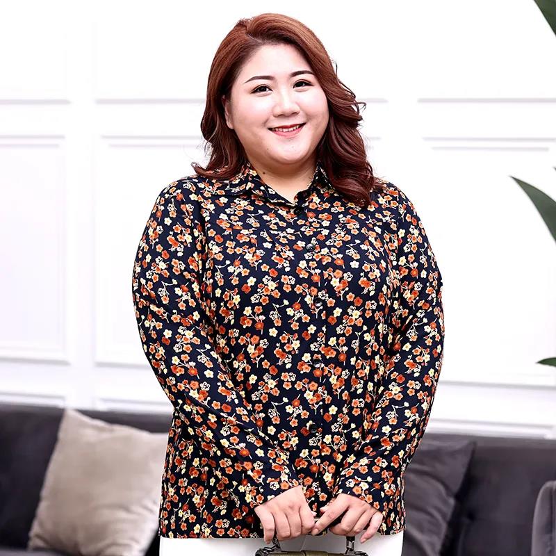 Plus Fertilizer Plus Size Chiffon Middle-aged and Elderly Mother Spring and Summer Fashion Long-sleeved T-shirt Top Women's Bottoming Shirt