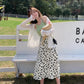 Summer Sweet Floral Skirt Women's Korean Style All-match Flowers Printed Skirt A-line High Waist Slim Retro Long Dress
