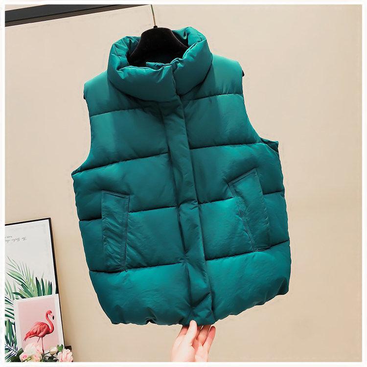 Autumn and Winter Short Plus Size Down Cotton Vest Fashion Casual Loose Jacket Sleeveless Simple Female Vest
