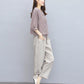 Cotton and Linen Suit Women's Striped Top Trousers Casual Two-piece Suit Pants Striped Shirt Elastic Waist Casual Pants Ladies Loose Casual Suit
