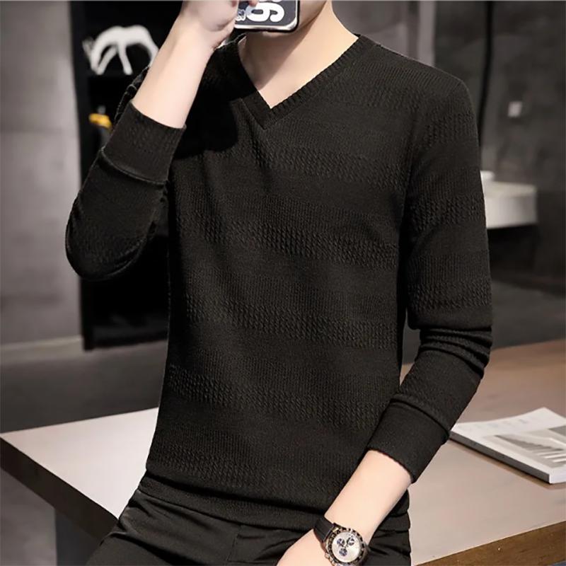 Men's Long-sleeved Sweater Plus Velvet Thickened V-neck Sweatshirts Korean Style Trendy Brand To Keep Warm for Outerwear