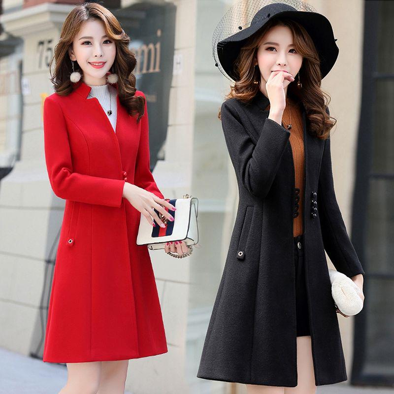 Winter Autumn Coat Women Wool Jacket Long Oversized Coats Blend Woolen Outerwear 2019 Women Clothing