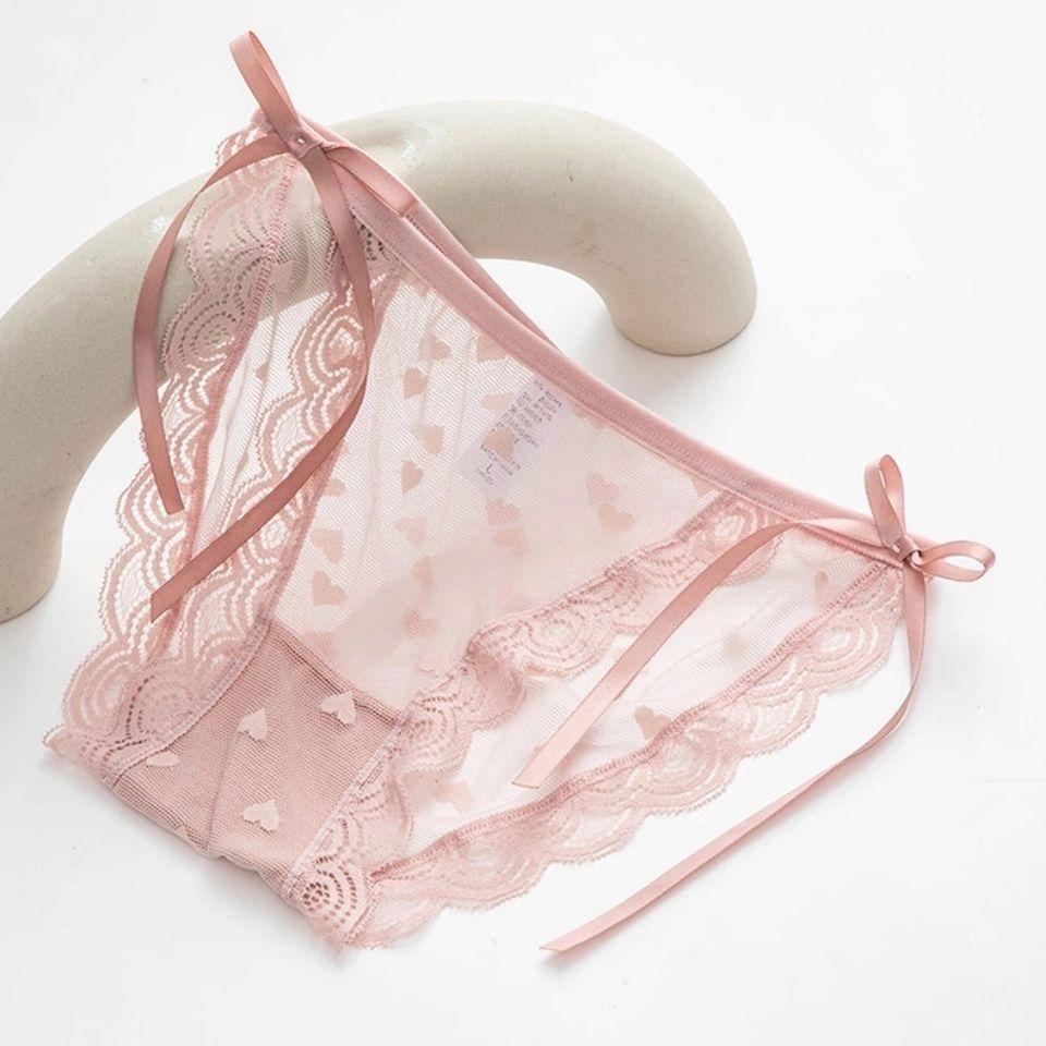Lace Love Women's Panties Lace Up Cotton Antibacterial Inner Crotch Ultra Thin Transparent