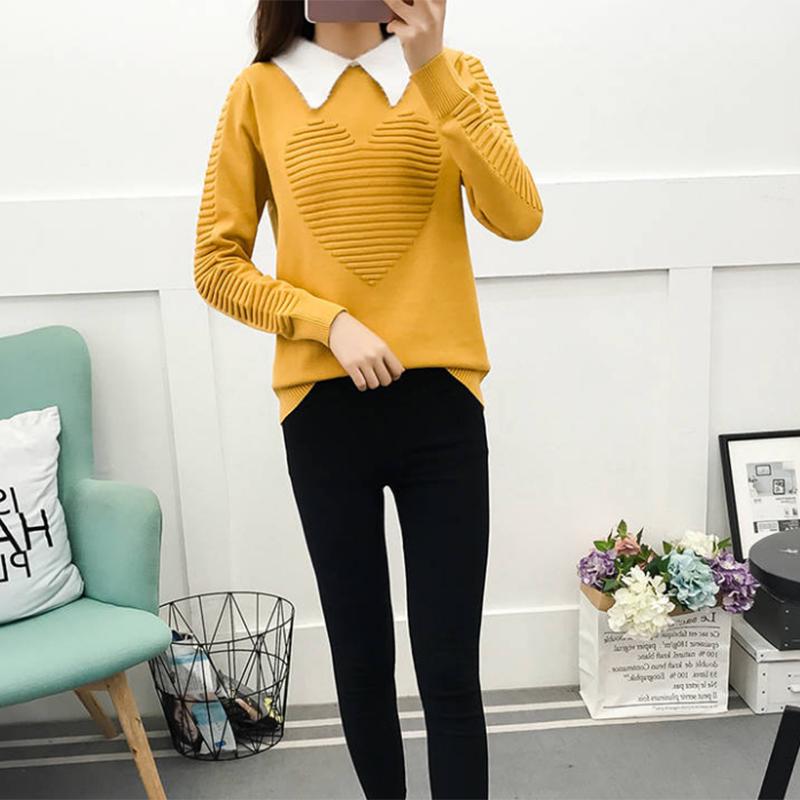 Loose Sweaters Collar Sweater Thickened Mink Fur Female Students Knitted Loose Bottoming