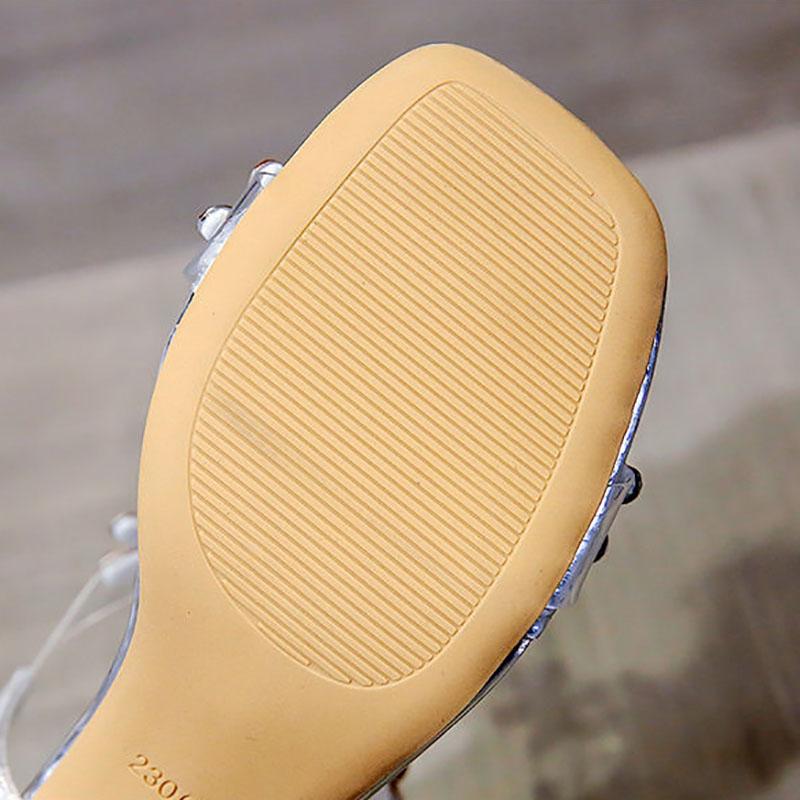 Women's Summer Roman Sandals All-match Fashionable Women's Shoes Crystal Transparent Chunky Heel High Heels