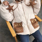 Cute Short Padded Jacket Women Loose Coat Hooded Cotton Coat Women Bread Coat
