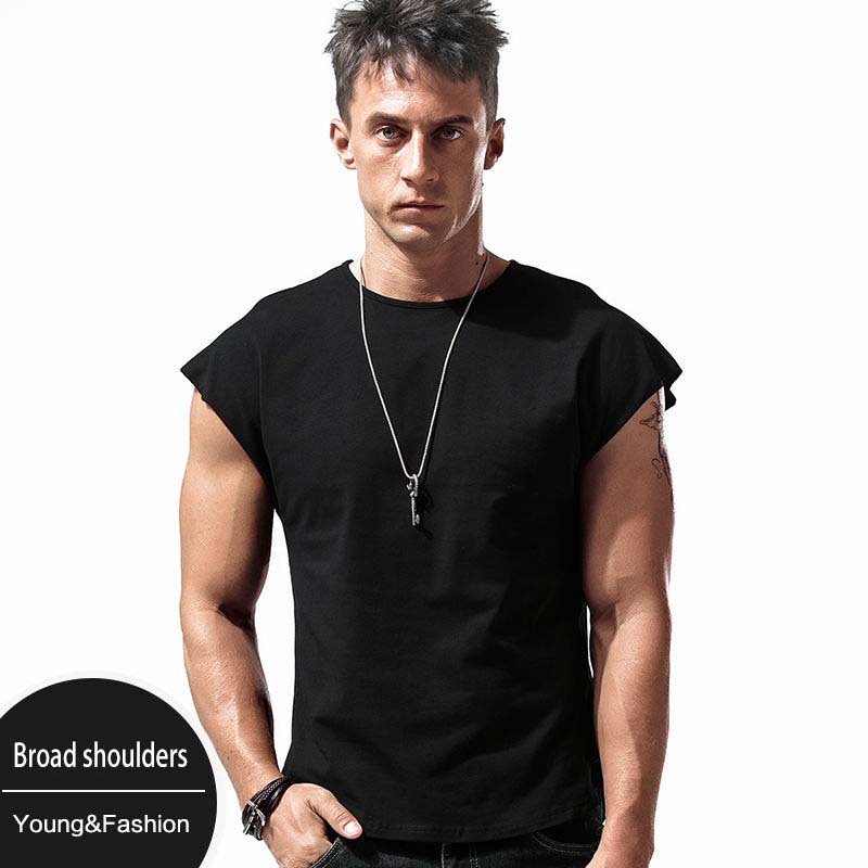 Sports Fitness Vest Men's Waistcoat Outer Wear Loose Running Trend Sleeveless T-shirt Cotton Wide Shoulder Vest