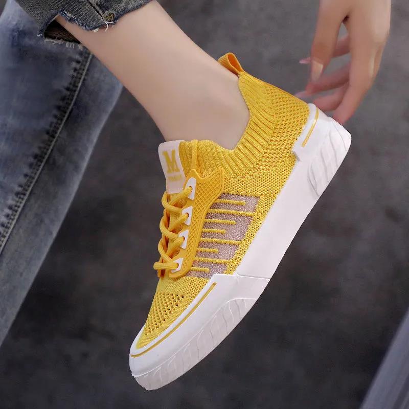 Female Summer Students Breathable Flying Woven Mesh White Shoes Hollow Soft Sole Shoes Sneakers
