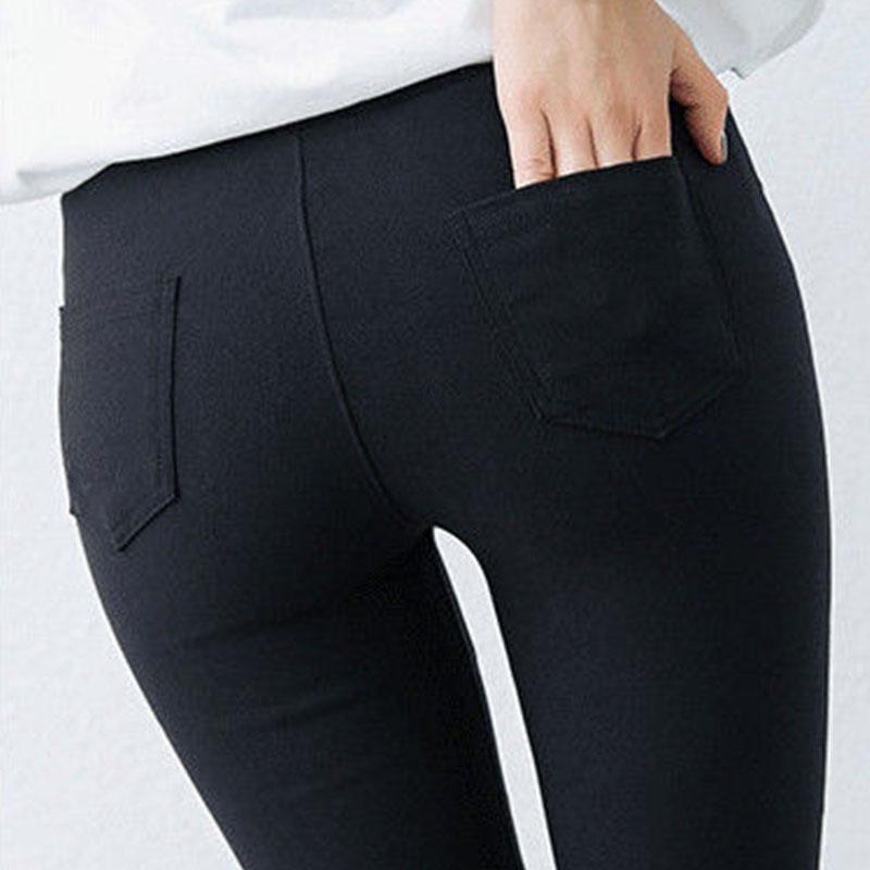 Plus Velvet Women's Pants Black Outer Wear Plus Velvet Thick Winter Slim Stretch Student Pencil Pants Large Size Was Thin and Wild