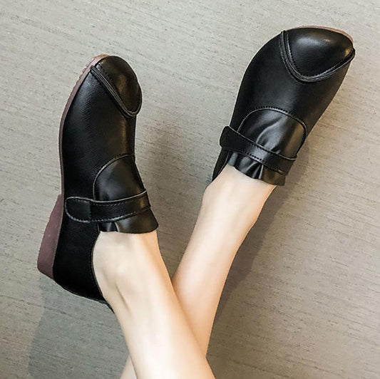 Casual Single Shoes Women Korean Fashion Peas Shoes Women All-match Square Toe Flat Mother Shoes