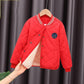 Children's Down Jacket Boys and Girls Cotton-padded Jacket Liner Plus Velvet Thick Winter Solid Color Warm Jacket Cotton Jacket