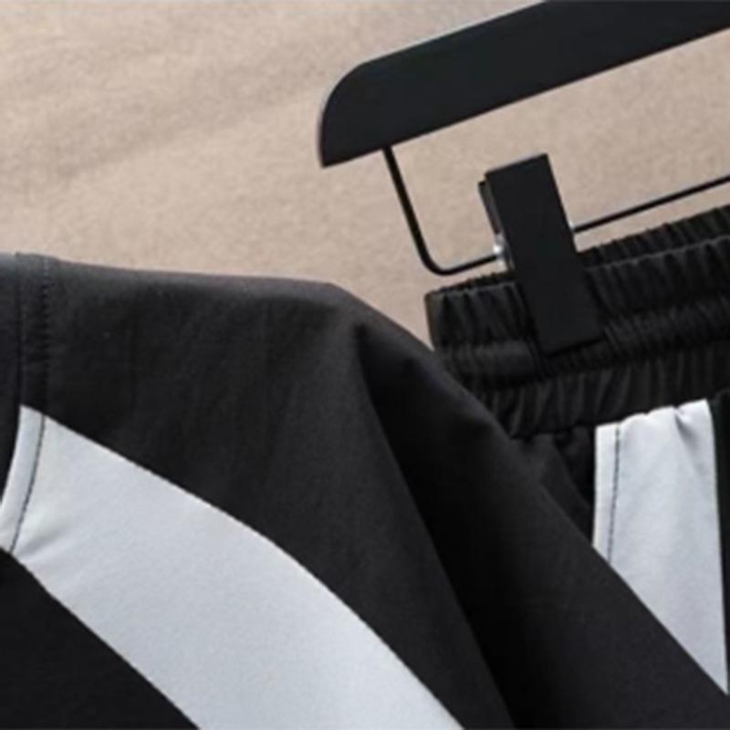Summer Short-sleeved T-shirt Suit Men's Solid Color Trend Youth Casual Sports Cropped Two-piece Suit