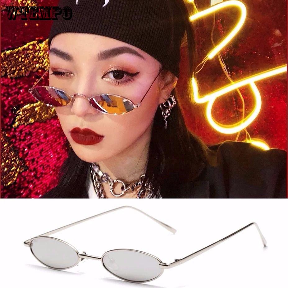 WTEMPO Retro Harajuku Elliptical Sunglasses Women Red Sunglasses Europe Small Box Ins Glasses