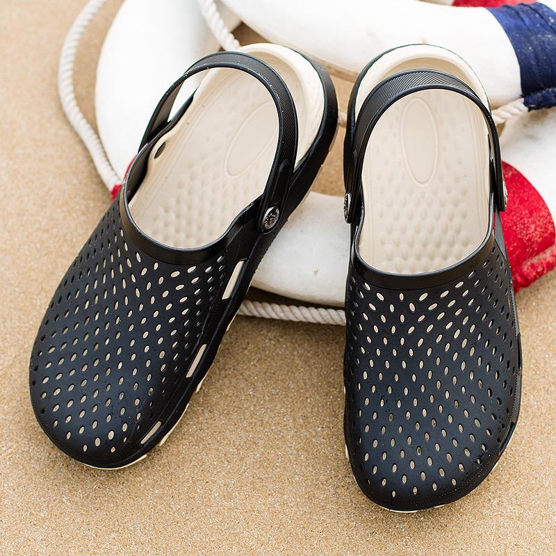 Summer New Hole Shoes Men's Wading Casual Outdoor Beach Shoes Non-slip Soft Bottom Baotou