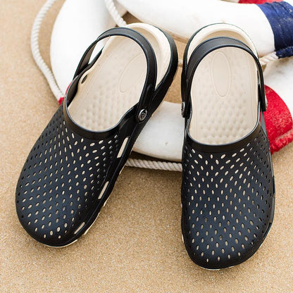 Summer New Hole Shoes Men's Wading Casual Outdoor Beach Shoes Non-slip Soft Bottom Baotou