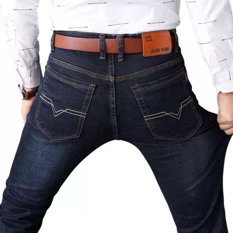 Men's Elastic Jeans Straight Loose Large Size Thickened Elastic Men's Pants Daily Casual Trousers