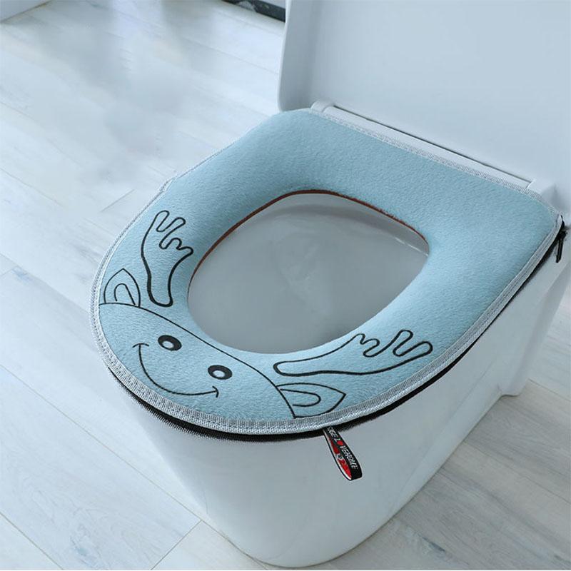 High Quality Solid Color Toilet Pad Plush Universal Thickened Toilet Seat Toilet Seat Zipper