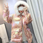 Women's Bright Face Hooded Down Jacket Mid-length Korean Loose Thick Coat Warm Cotton Coat Large Wool Collar Winter Quilted Coat