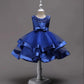 Girls Satin Princess Dress Puff Dress Flower Girl Dress Skirt Hand Beaded Multicolor Performance Costume Lace Mesh Sweet Dress