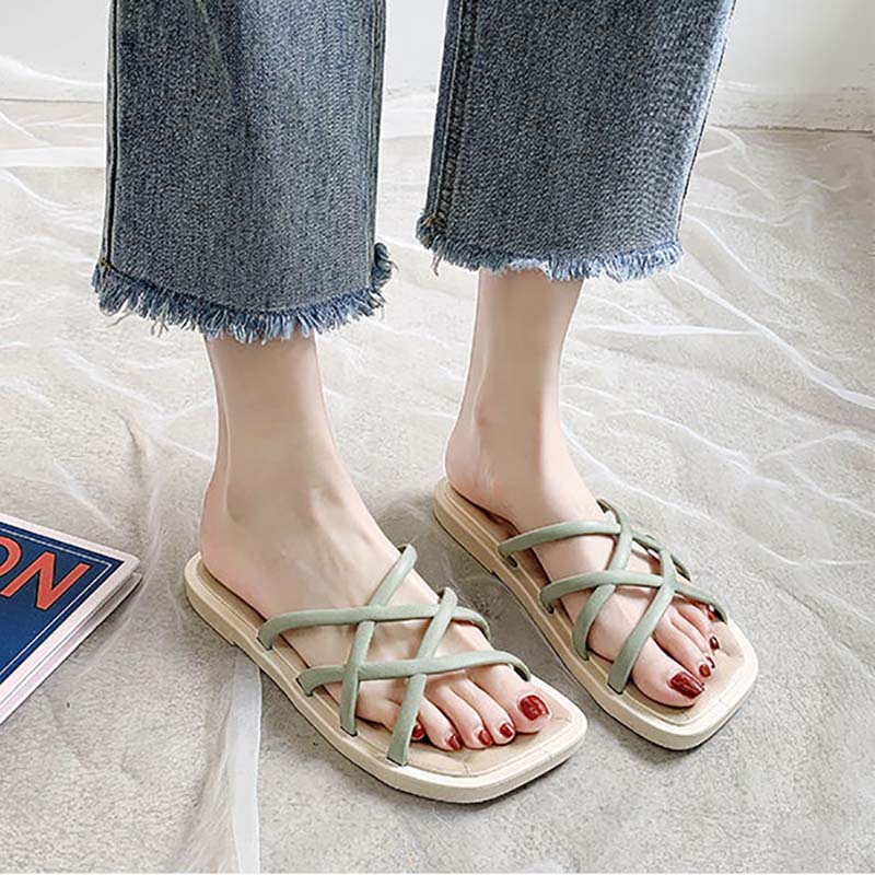 Ladies Sandals and Slippers for Outer Wear, Summer Korean Fashion Soft Bottom Non-slip Student Fairy Style Slippers