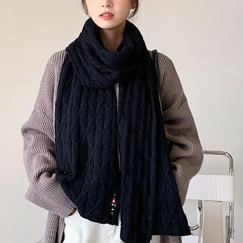 Embroidery Scarf Women Autumn and Winter Korean Knitting Warmth Cute Padded Bib Women All-match
